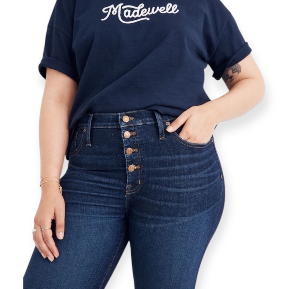 Madewell 31 Tall 9" Mid-Rise Skinny Jeans in Hayes Wash: Button-Front Edition